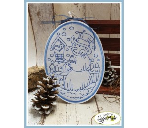 Stickserie - Schneemann Redwork